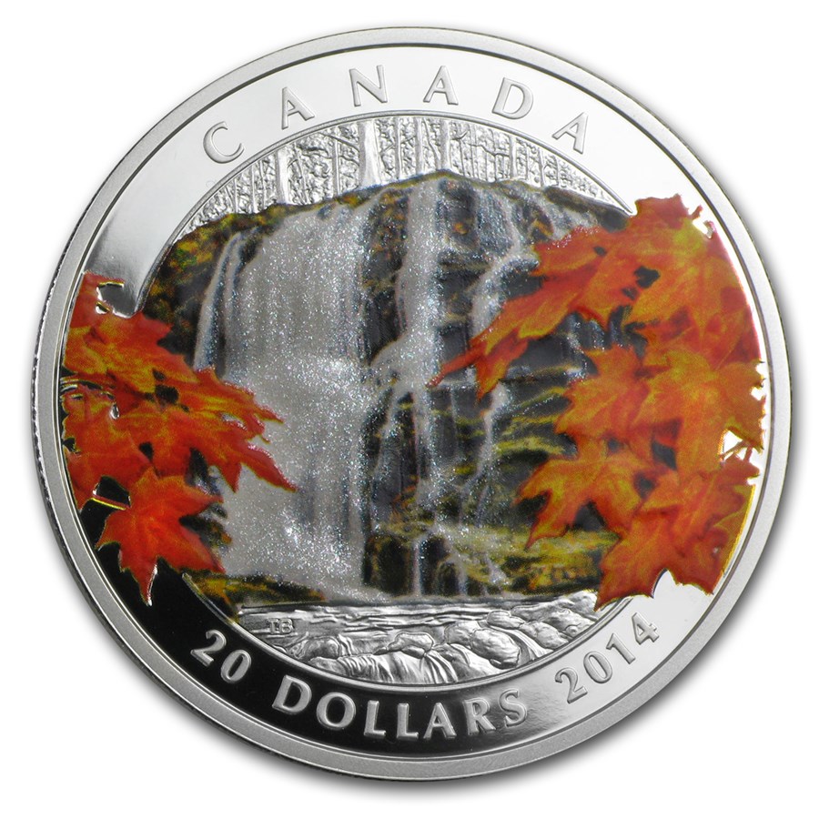 2014 Canada 1 oz Silver $20 Autumn Falls (w/Box & COA)