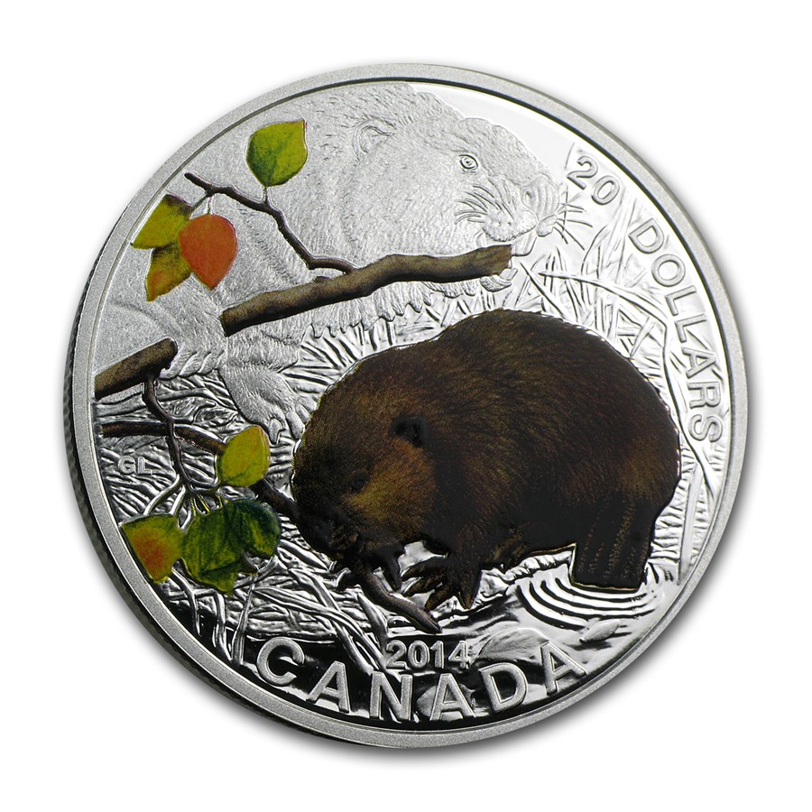 2014 Canada 1 oz Silver $20 Baby Animals The Beaver