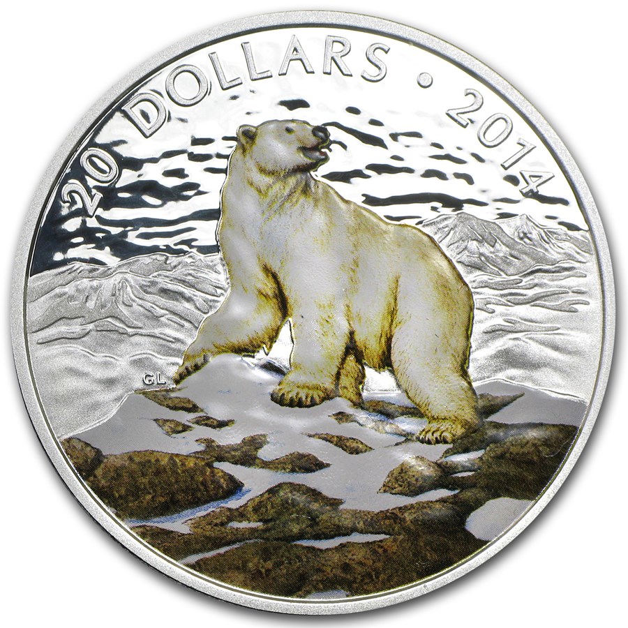 2014 Canada 1 oz Silver $20 Coin Iconic Polar Bear