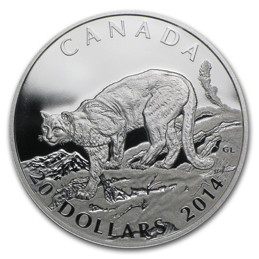 2014 Canada 1 oz Silver $20 Cougar Atop a Mountain