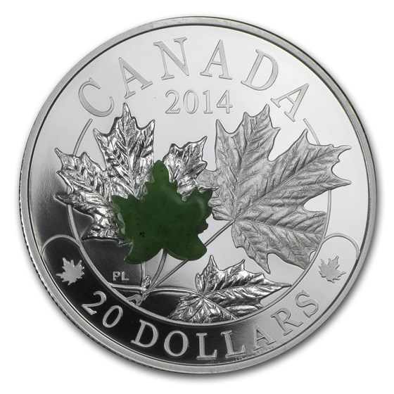 2014 Canada 1 oz Silver $20 Majestic Maple Leaves (w/Jade) 2014 Canada 1 oz Silver $20 Majestic Maple Leaves (w/Jade)