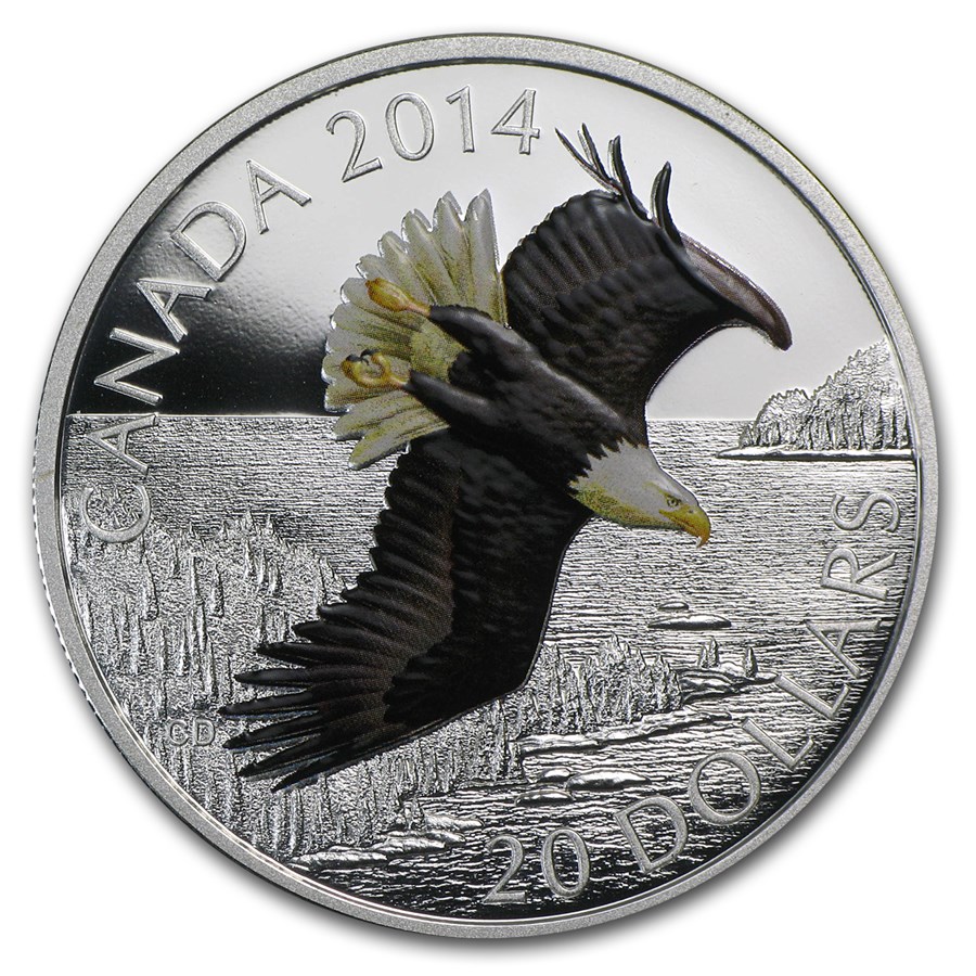 2014 Canada 1 oz Silver $20 Soaring Bald Eagle