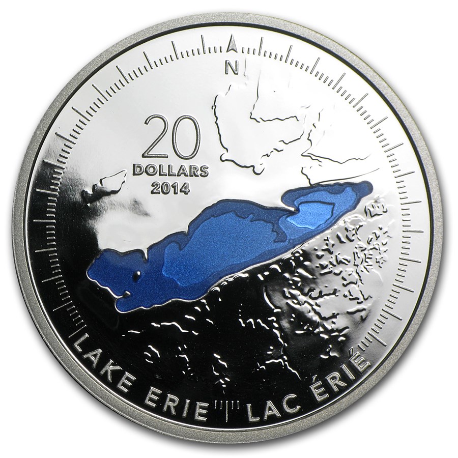 2014 Canada 1 oz Silver $20 The Great Lakes Lake Erie (Coin Only)