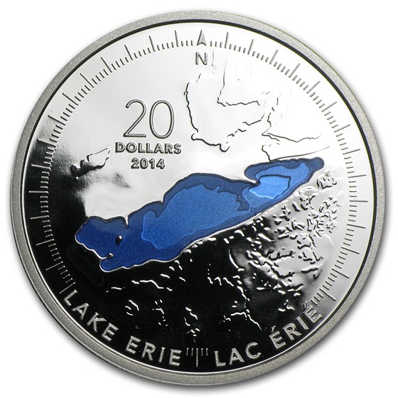 2014 Canada 1 oz Silver $20 The Great Lakes Lake Erie 2014 Canada 1 oz Silver $20 The Great Lakes Lake Erie