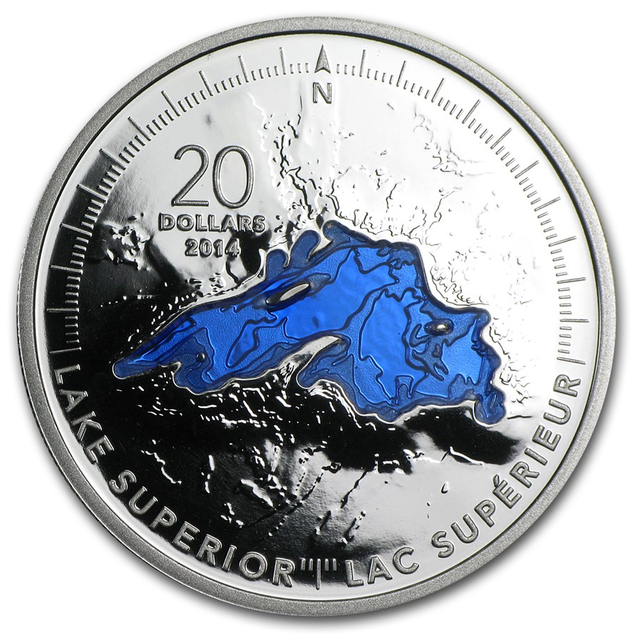 2014 Canada 1 oz Silver $20 The Great Lakes Lake Superior