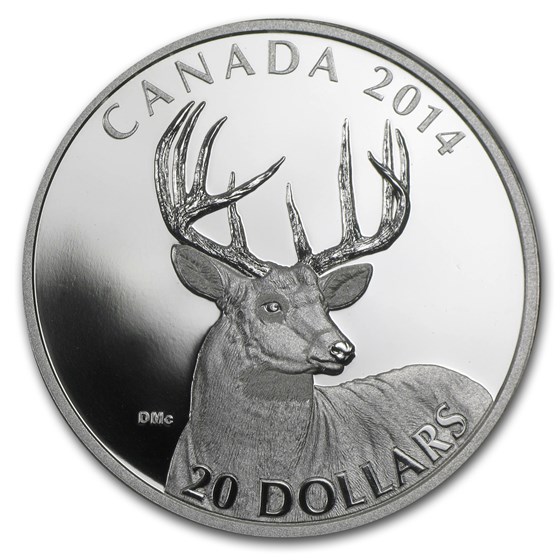 2014 Canada 1 oz Silver $20 The White-Tailed Deer (Portrait) 2014 Canada 1 oz Silver $20 The White-Tailed Deer (Portrait)