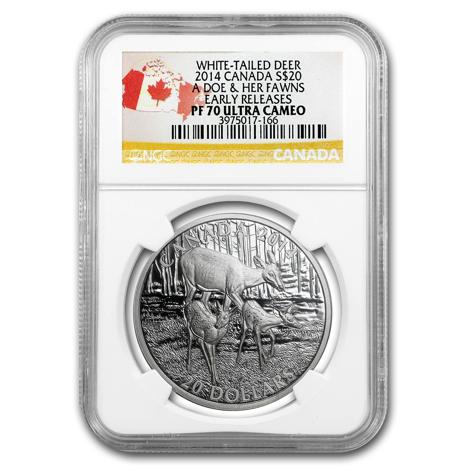 Buy 2014 Canada 1 oz Silver $20 White-Tailed Deer PF-70 (Doe
