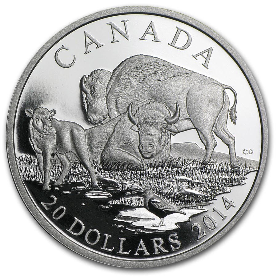Silver Bison Buy 2014 Canadian 1 oz Silver Bison A Family at Rest Proof | APMEX