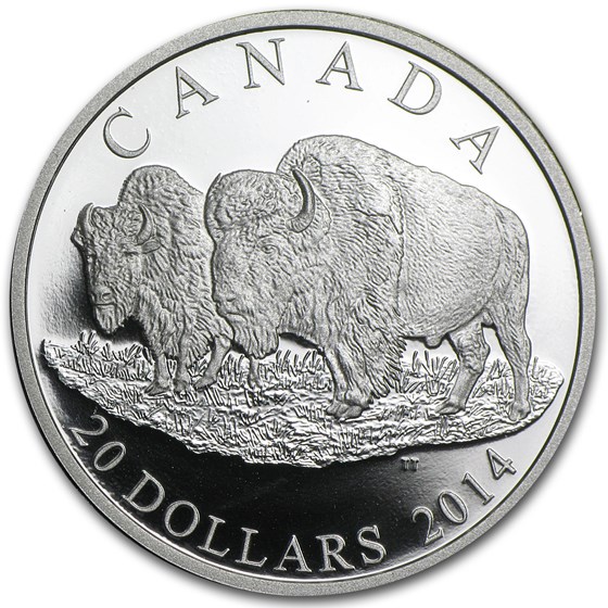 2014 Canada 1 oz Silver Bison The Bull & His Mate Proof 2014 Canada 1 oz Silver Bison The Bull & His Mate Proof
