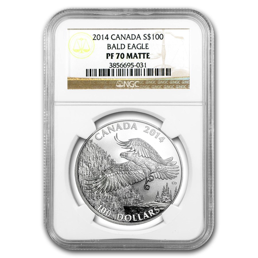 2014 Canada 1 oz Silver Majestic Bald Eagle PF-70 Matte NGC