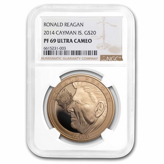 2014 Cayman Islands Gold 20 Dollars Ronald Reagan PF-69 NGC 2014 Cayman Islands Gold 20 Dollars Ronald Reagan PF-69 NGC