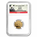 2014 China 1/10 oz Gold Panda MS-69 NGC