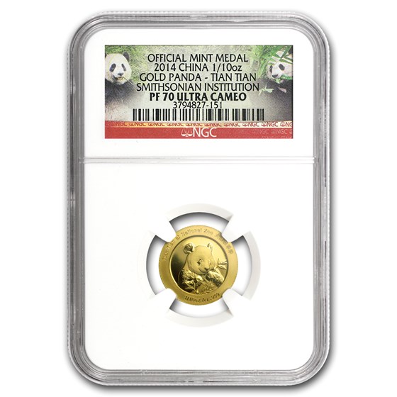 2014 China 1/10 oz Proof Gold Panda PF-70 NGC (Tian Tian) 2014 China 1/10 oz Proof Gold Panda PF-70 NGC (Tian Tian)