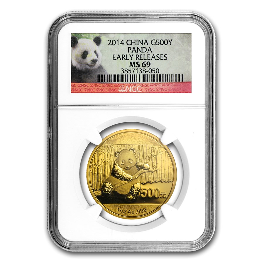 2014 China 1 oz Gold Panda MS-69 NGC (ER)