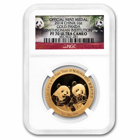 2014 China 1 oz Gold Panda PF-70 NGC (Smithsonian Zoo) Box & COA 2014 China 1 oz Gold Panda PF-70 NGC (Smithsonian Zoo) Box & COA