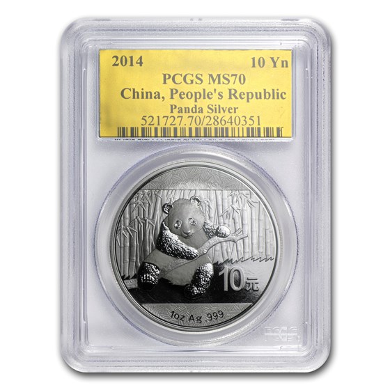 2014 China 1 oz Silver Panda MS-70 PCGS (Gold Foil Label) 2014 China 1 oz Silver Panda MS-70 PCGS (Gold Foil Label)