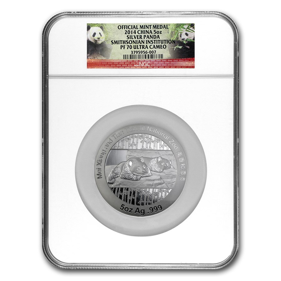 2014 China 5 oz Silver Panda Smithsonian Institution PF-70 NGC