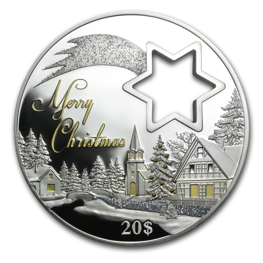 2014 Christmas Island 2 oz Silver Winter Wonderland Star Cut-out