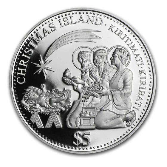 2014 Christmas Island Proof Silver $5 The Three Kings