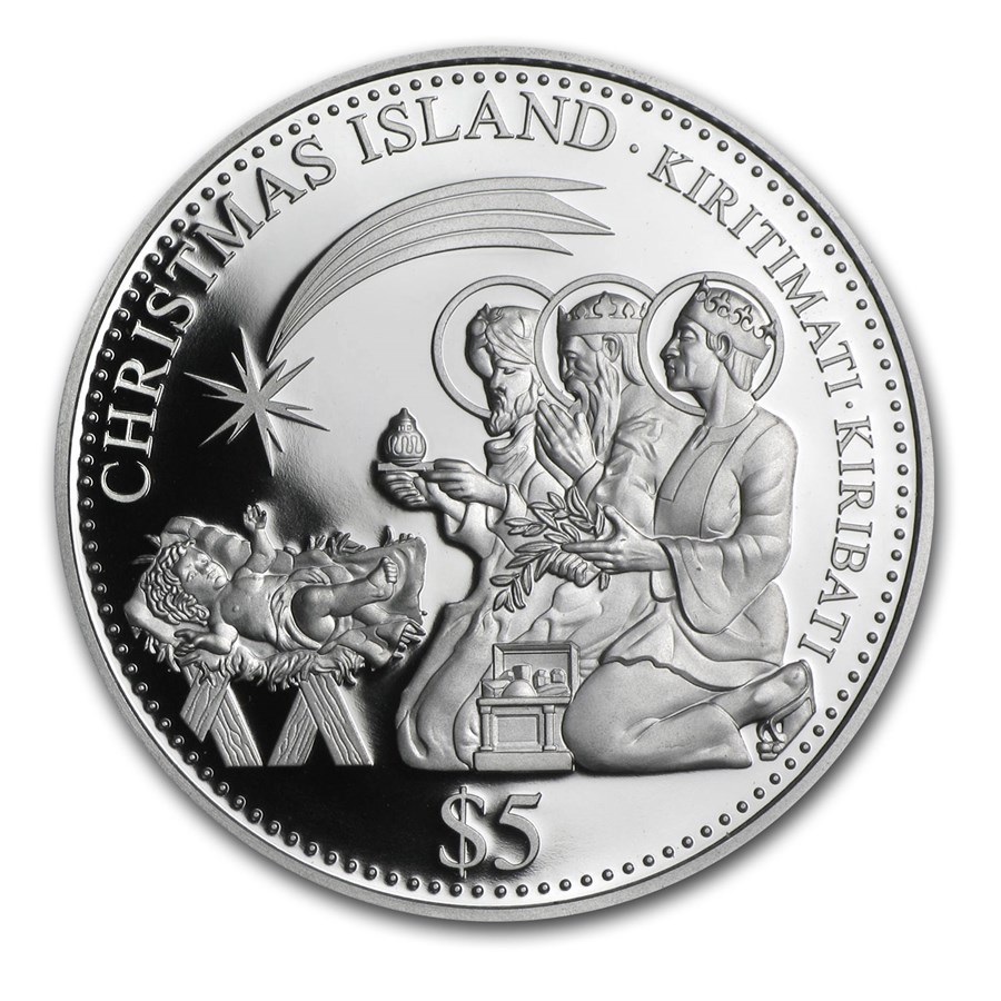2014 Christmas Island Proof Silver $5 The Three Kings