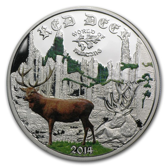 2014 Cook Islands 1/2 oz Proof Silver World of Hunting Red Deer 2014 Cook Islands 1/2 oz Proof Silver World of Hunting Red Deer