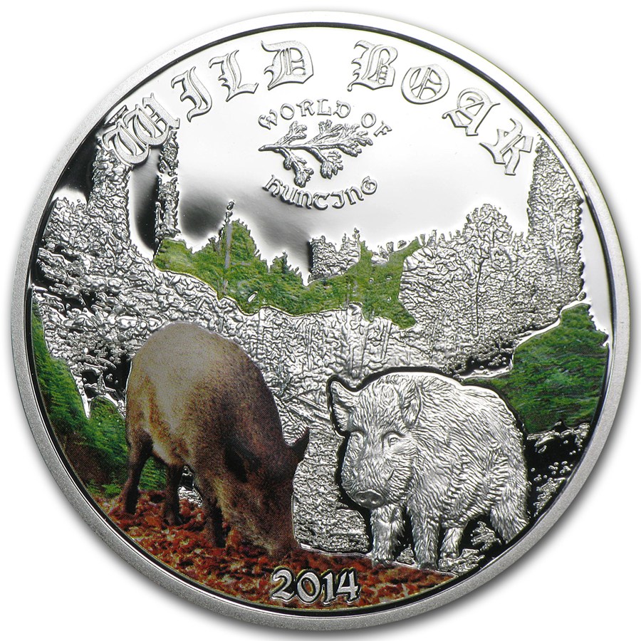 Buy 2014 Cook Islands 1/2 oz Proof Silver World of Hunting Wild Boar ...