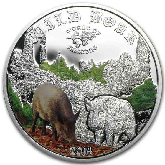 2014 Cook Islands 1/2 oz Proof Silver World of Hunting Wild Boar 2014 Cook Islands 1/2 oz Proof Silver World of Hunting Wild Boar