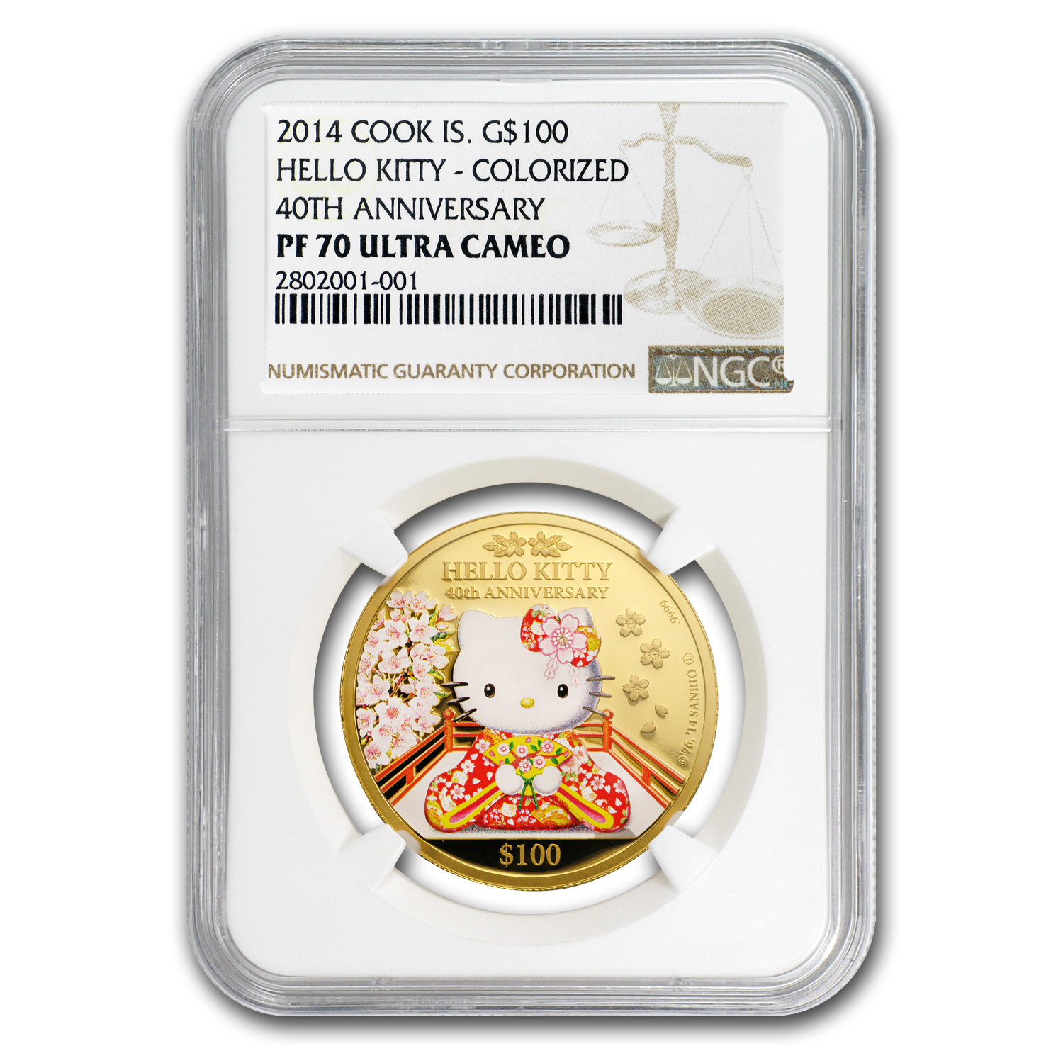 Buy 2014 Cook Islands Prf Gold $100 Hello Kitty PF-70 NGC
