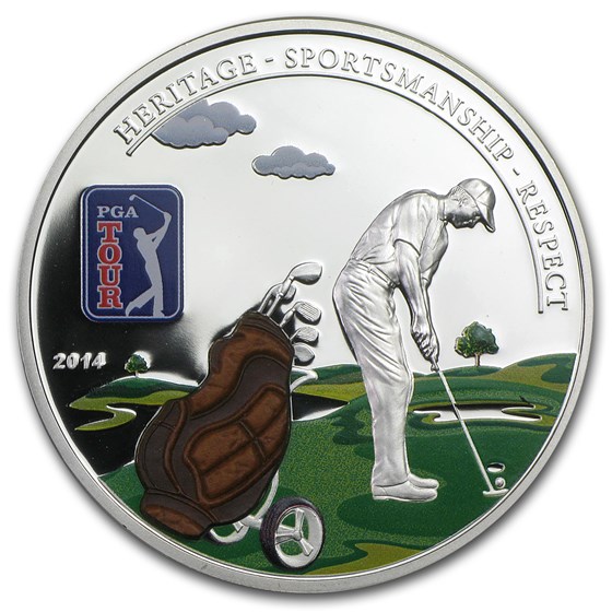 2014 Cook Islands Proof Silver $5 PGA Tour Golf Bag 2014 Cook Islands Proof Silver $5 PGA Tour Golf Bag