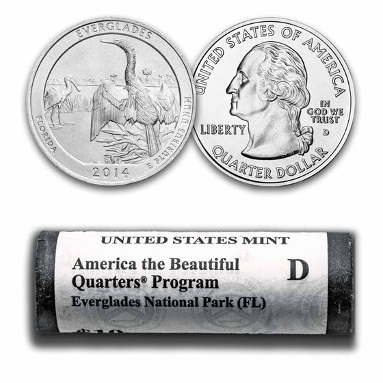 2014-D ATB Quarter Everglades Park 40-Coin Roll BU (Mint Wrapped)