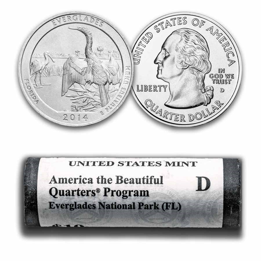 2014-D ATB Quarter Everglades Park 40-Coin Roll BU (Mint Wrapped)