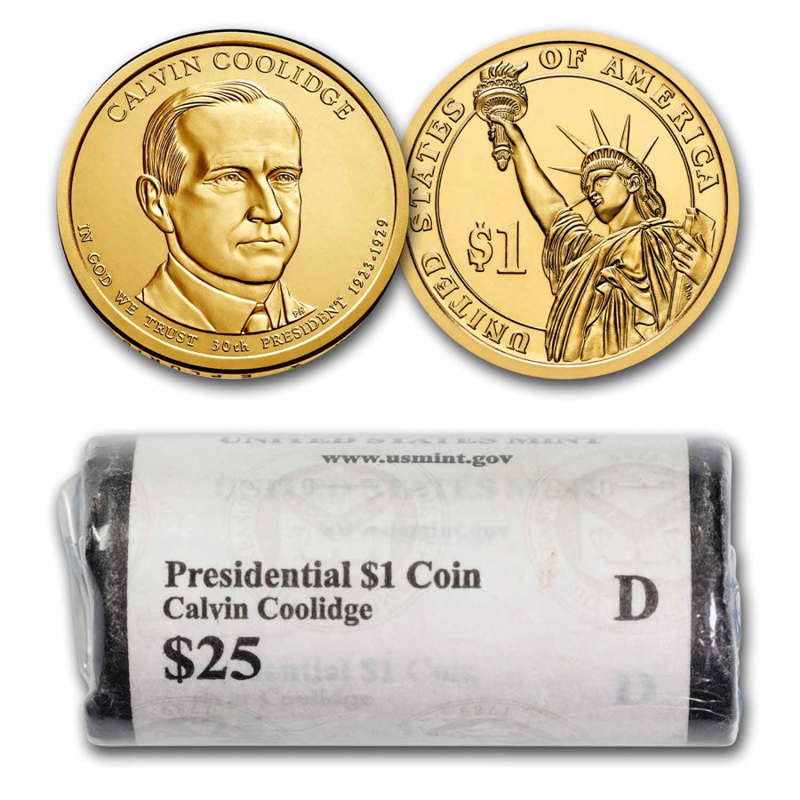2014-D Calvin Coolidge 25-Coin Presidential Dollar Roll BU