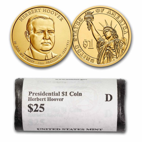 2014-D Herbert Hoover 25-Coin Presidential Dollar Roll BU 2014-D Herbert Hoover 25-Coin Presidential Dollar Roll BU