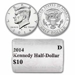 2014-D Kennedy Half Dollar 20-Coin Roll BU (Mint Wrapped)