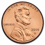 2014-D Lincoln Cent 50-Coin Roll BU