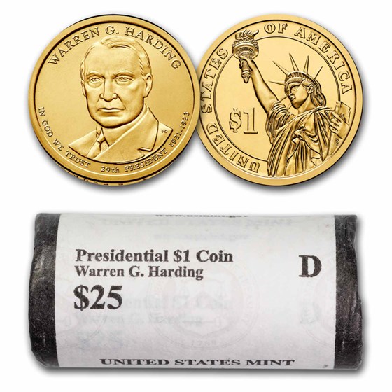 2014-D Warren Harding 25-Coin Presidential Dollar Roll BU 2014-D Warren Harding 25-Coin Presidential Dollar Roll BU