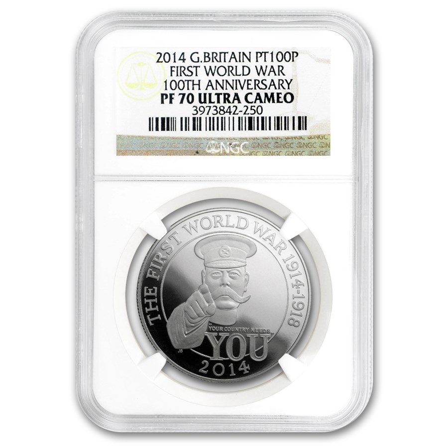 2014 GB 1 oz Platinum First World War 100th Anniv PF-70 NGC