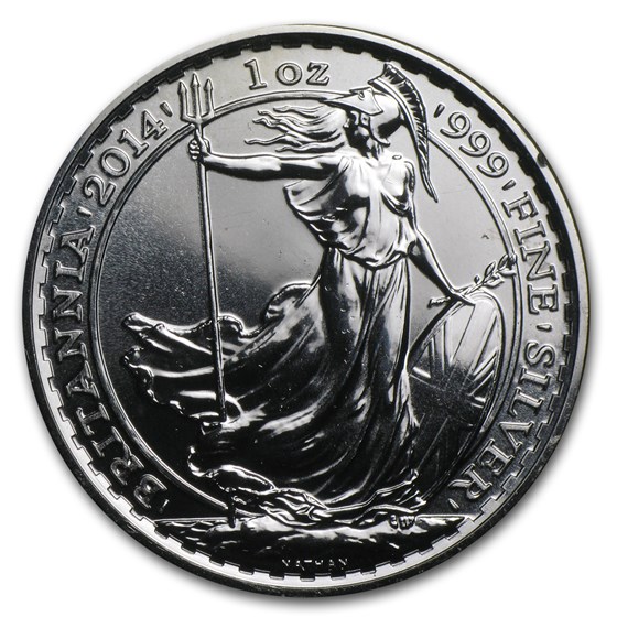 2014 Great Britain 1 oz Silver Britannia BU (Abrasions)