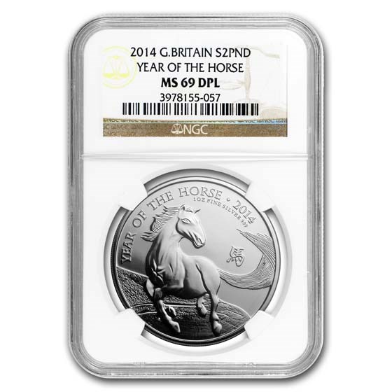 2014 Great Britain 1 oz Silver Year of the Horse MS-69 NGC