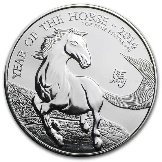 2014 Great Britain 1 oz Silver Year of the Horse (Spotted) 2014 Great Britain 1 oz Silver Year of the Horse (Spotted)