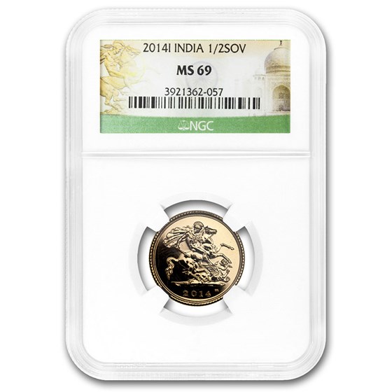 2014-I India Gold Half Sovereign MS-69 NGC 2014-I India Gold Half Sovereign MS-69 NGC
