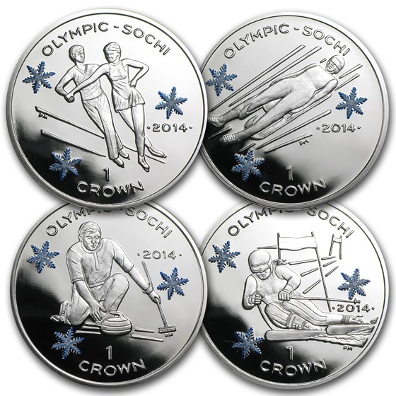 2014 Isle of Man 4-Coin Silver Crown Sochi Olympics Set 2014 Isle of Man 4-Coin Silver Crown Sochi Olympics Set