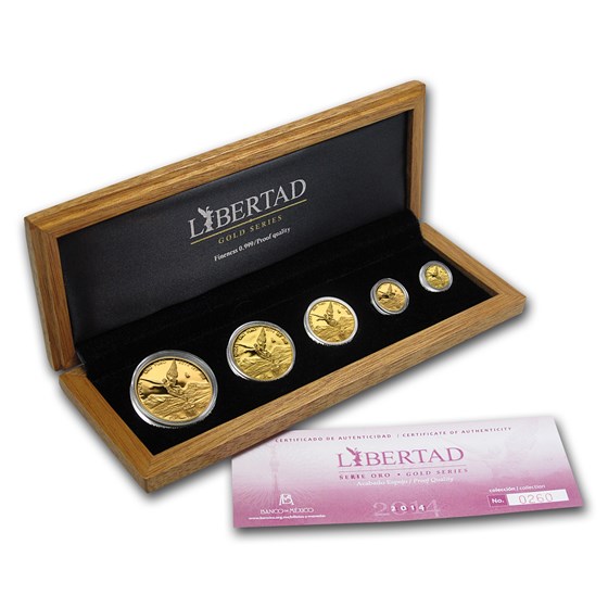 2014 Mexico 5-Coin Gold Libertad Proof Set (1.9 oz, Wood Box) 2014 Mexico 5-Coin Gold Libertad Proof Set (1.9 oz, Wood Box)