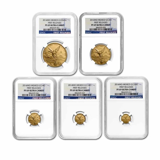 2014 Mexico 5-Coin Gold Libertad Proof Set PF 69 NGC (1.9 oz) 2014 Mexico 5-Coin Gold Libertad Proof Set PF 69 NGC (1.9 oz)