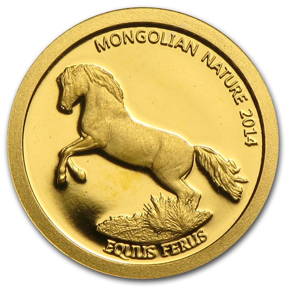 2014 Mongolia 1/2 gram Prf Gold 500 Togrog Mongolian Nature Horse 2014 Mongolia 1/2 gram Prf Gold 500 Togrog Mongolian Nature Horse