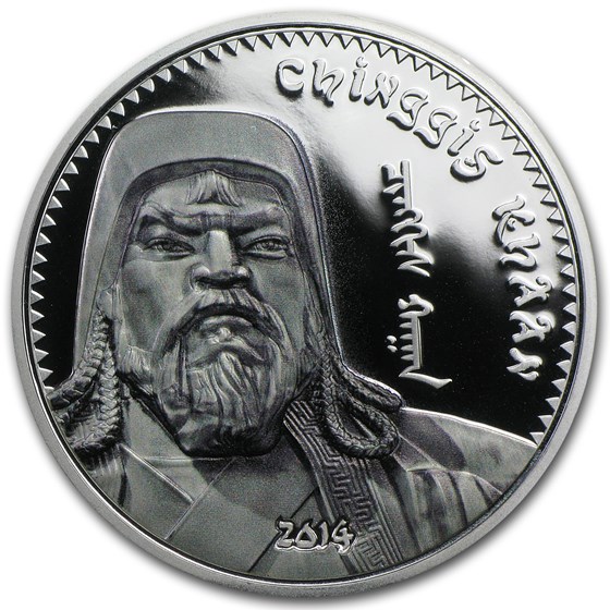 2014 Mongolia 1 oz Silver 1000 Togrog Chinggis Khaan 2014 Mongolia 1 oz Silver 1000 Togrog Chinggis Khaan