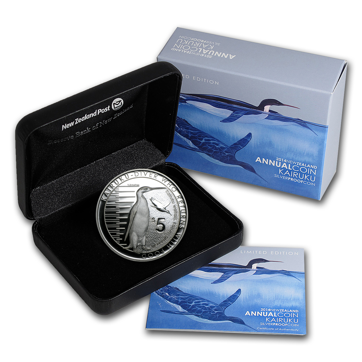 Buy 2014 New Zealand 1 oz Silver $5 Annual Coin Kairuku Penguin
