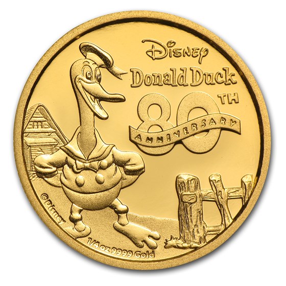 2014 Niue 1/4 oz Proof Gold $25 Disney Donald Duck 2014 Niue 1/4 oz Proof Gold $25 Disney Donald Duck