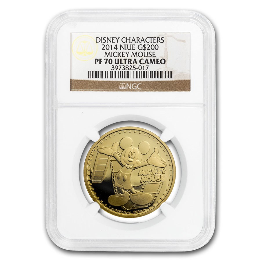 2014 Niue 1 oz Proof Gold $200 Disney Mickey Mouse PF-70 NGC UC