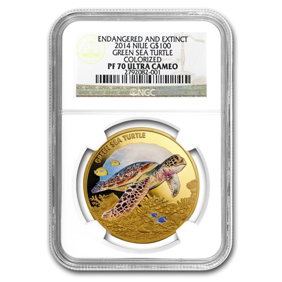 2014 Niue 1 oz Proof Gold Green Turtle PF-70 NGC 2014 Niue 1 oz Proof Gold Green Turtle PF-70 NGC